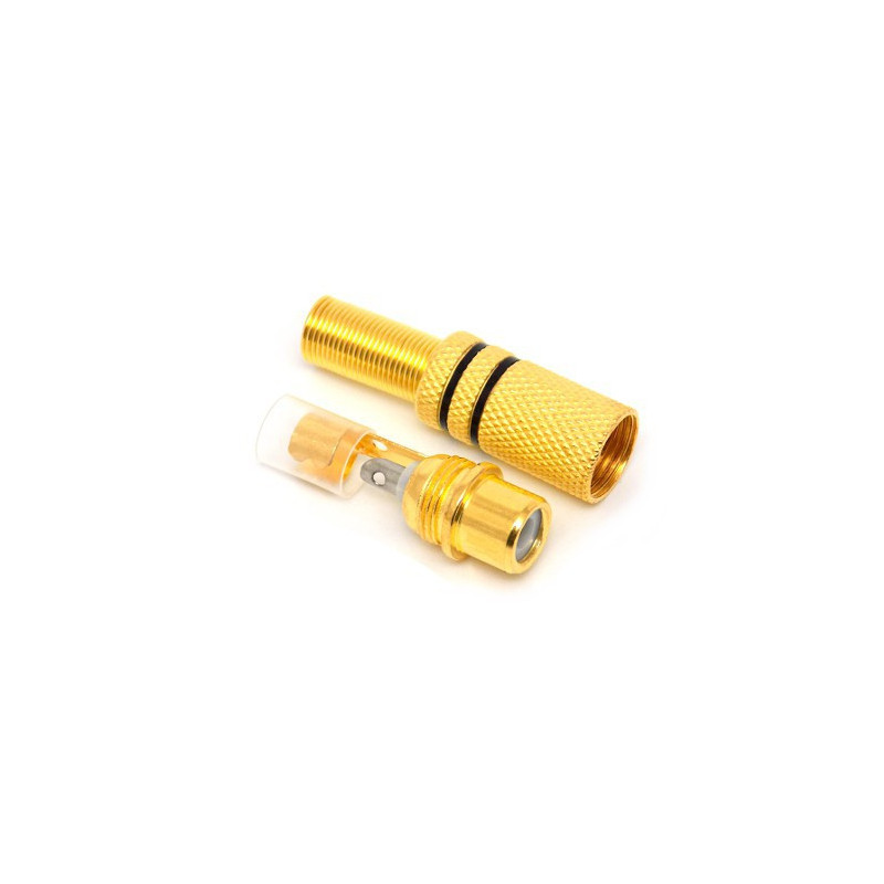 GNIAZDO RCA METAL CZARNE GOLD NA KABEL