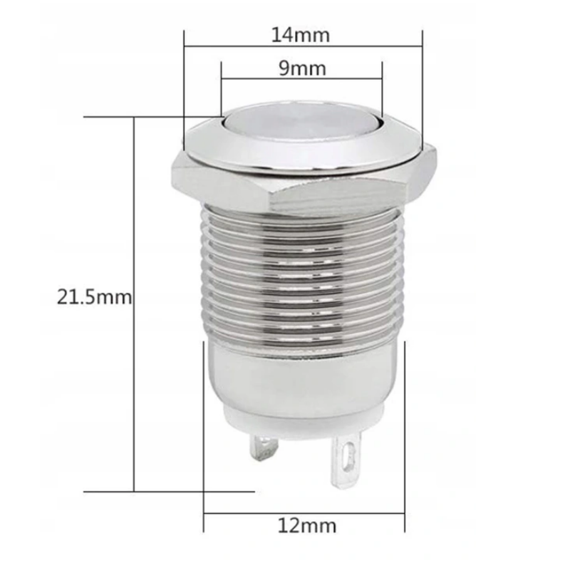 PRZYCISK WANDALOODPORNY PW12P 12mm 2A 25