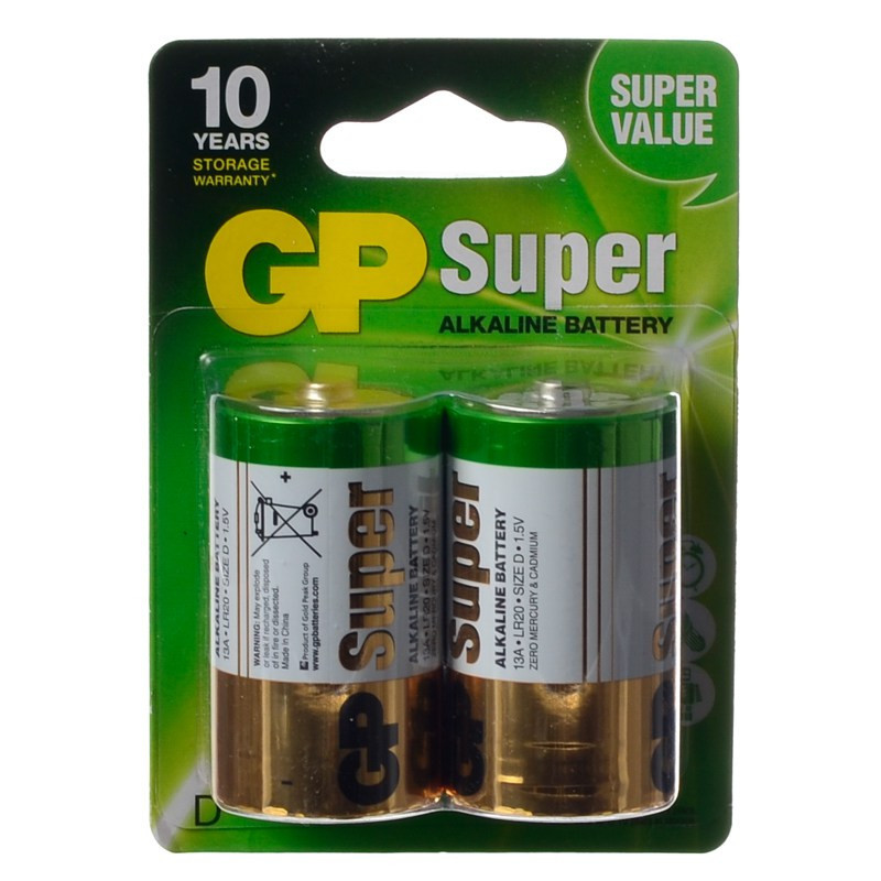 BATERIA LR20 GP SUPER ALKALINE D MONO 4120 TORCIA MN13000 1,5V