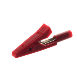 KROKODYLEK 2mm (gn.banan)  41,5mm  NA SZPILKĘ 60V DC 10A CZERWONY HQ