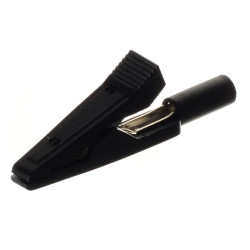 KROKODYLEK 2mm (gn.banan)  41,5mm  NA SZPILKĘ 60V DC 10A CZARNY HQ