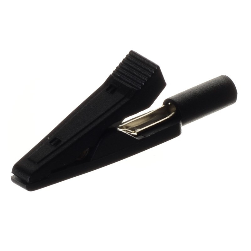 KROKODYLEK 2mm (gn.banan)  41,5mm  NA SZPILKĘ 60V DC 10A CZARNY HQ