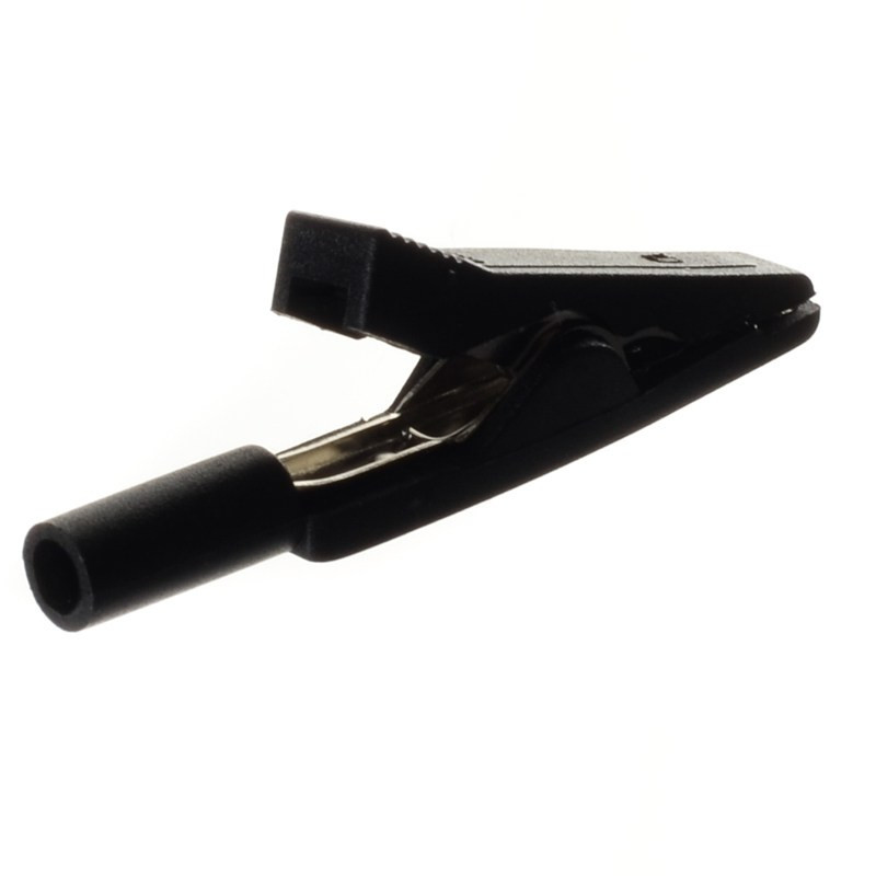 KROKODYLEK 2mm (gn.banan)  41,5mm  NA SZPILKĘ 60V DC 10A CZARNY HQ