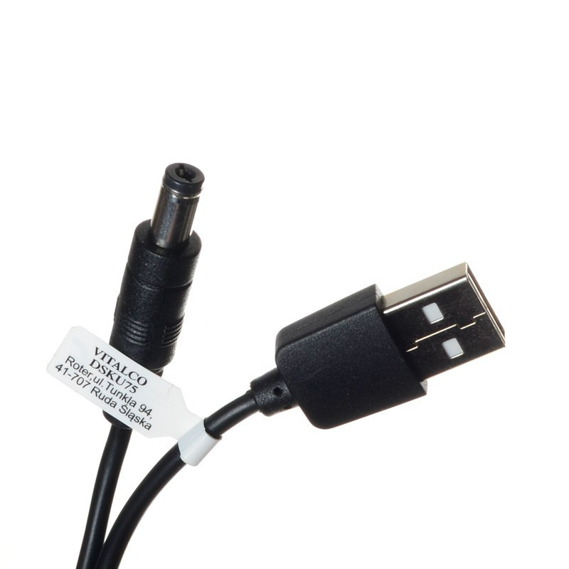 PRZEWÓD USB/WTYK DC 2,1/5,5mm 1,0m