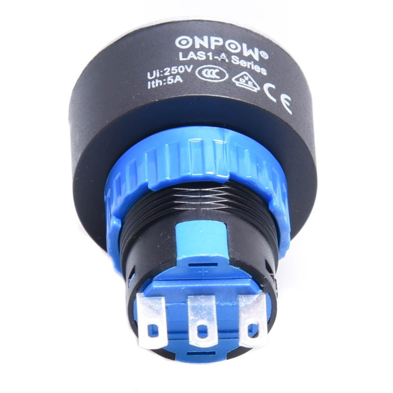 PRZEŁĄCZNIK PRZYCISKOWY (CHWILOWY) ZIELONY LAS1 22mm ON-(ON) 1tor BEZ PODŚW.