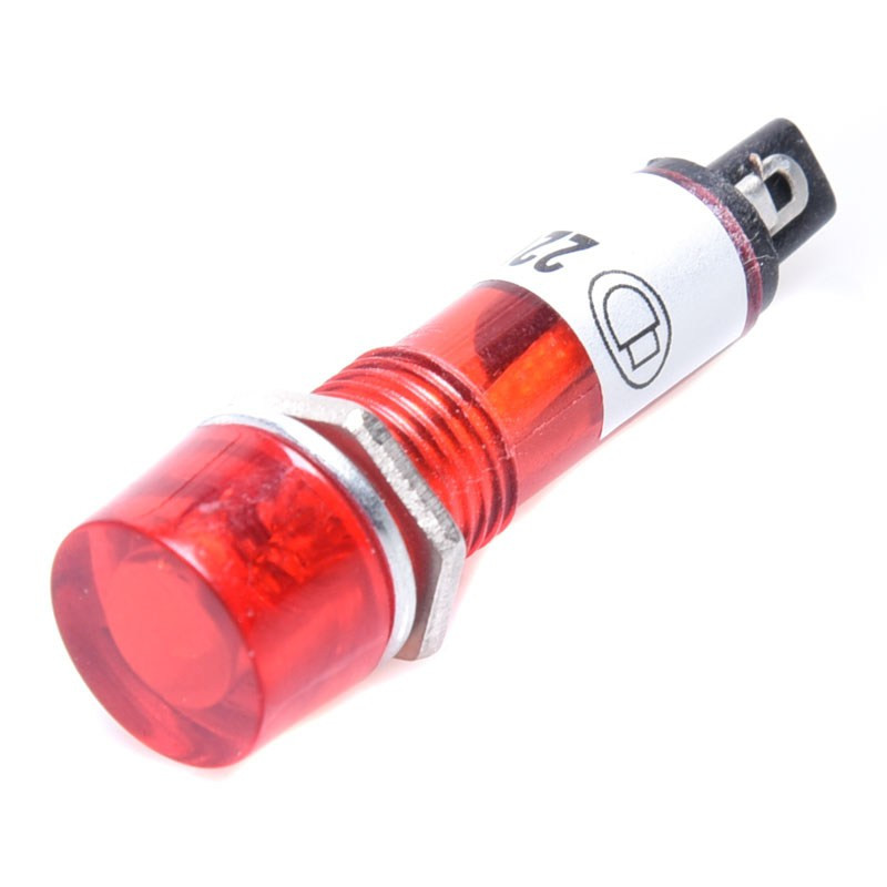 KONTROLKA 230VAC 9mm CZERWONA  OKRĄGŁA NEONOWA