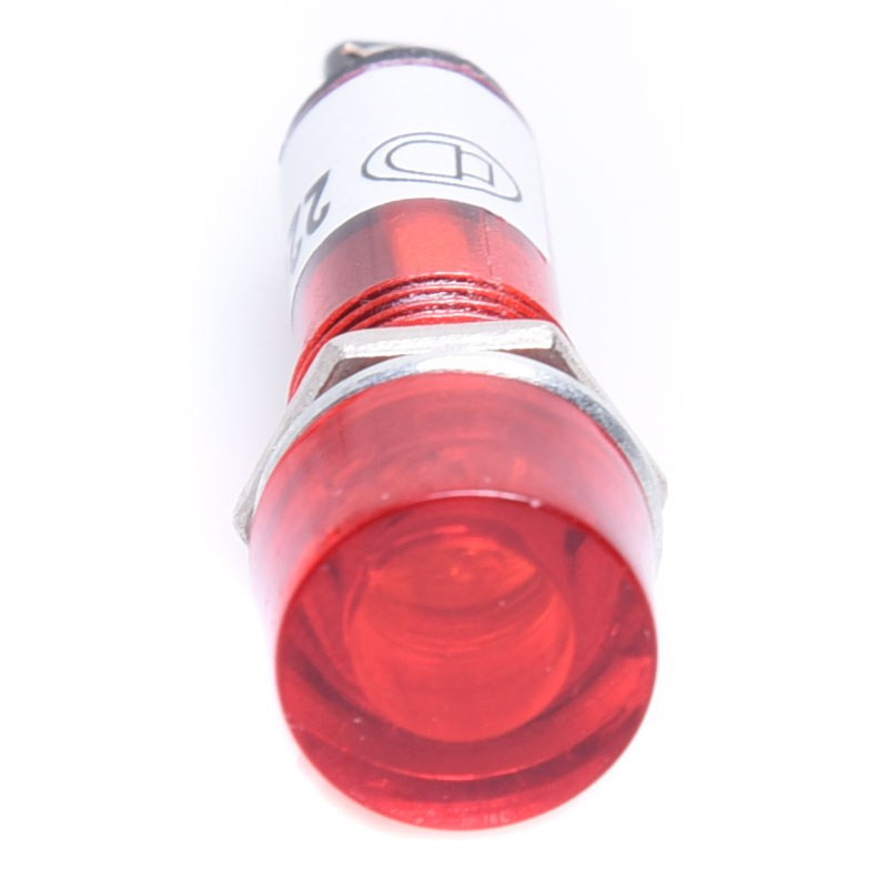 KONTROLKA 230VAC 9mm CZERWONA  OKRĄGŁA NEONOWA