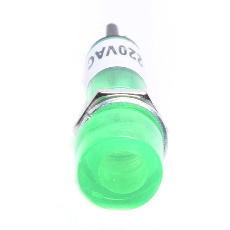 KONTROLKA ZIELONA - 220VAC 9mm - OKRĄGŁA NEONOWA