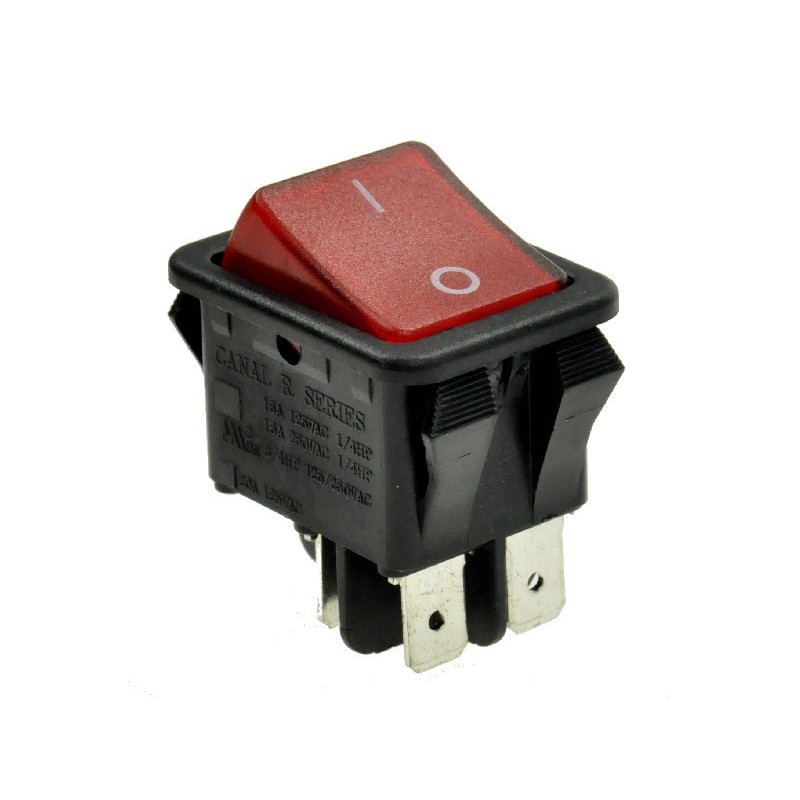 PRZEŁĄCZNIK AC 230V ON-OFF 1/0 PODŚWIETELANY DUŻY CZERWONY CANAL