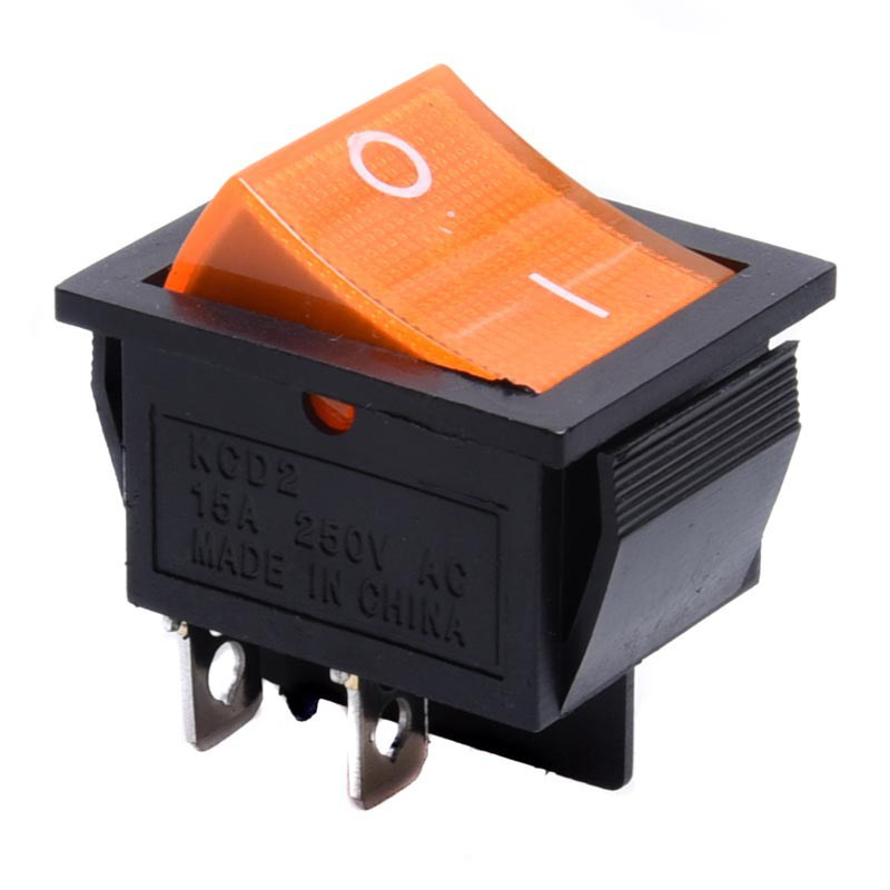 PRZEŁĄCZNIK AC 230V 1/0 POMARAŃCZOWY  PODŚWIETLANY DUŻY