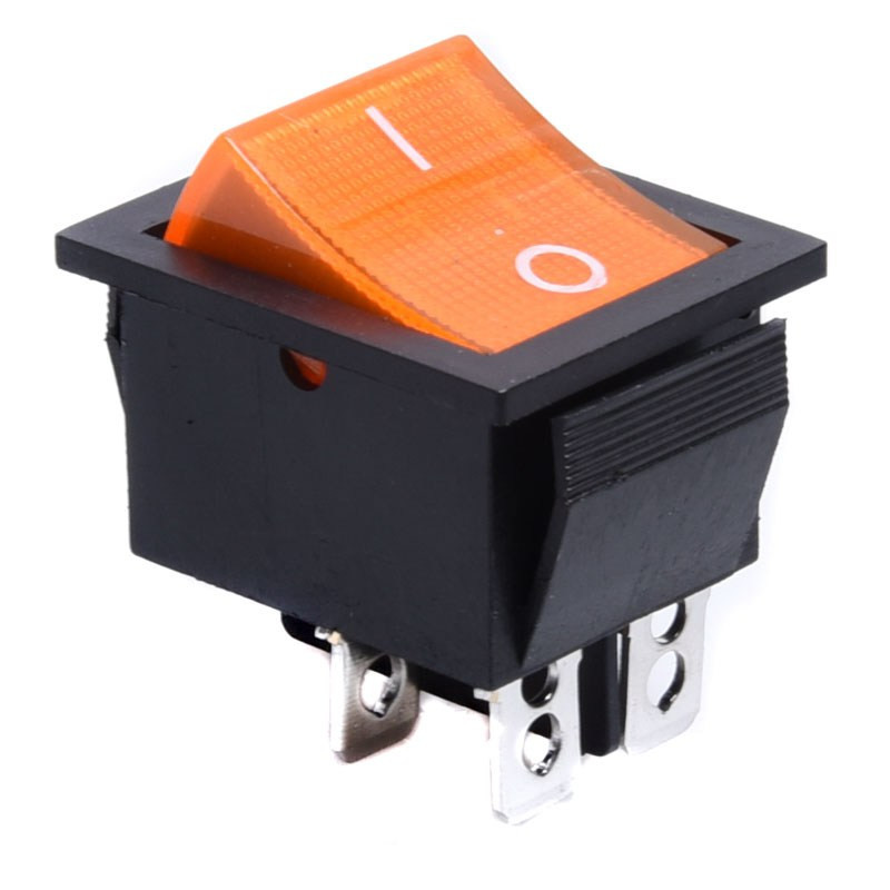 PRZEŁĄCZNIK AC 230V 1/0 POMARAŃCZOWY  PODŚWIETLANY DUŻY