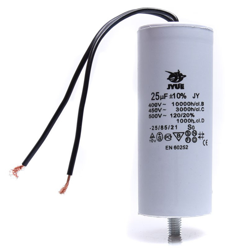 KONDENSATOR 25uF ROZRUCHOWY 40x95mm KABLE