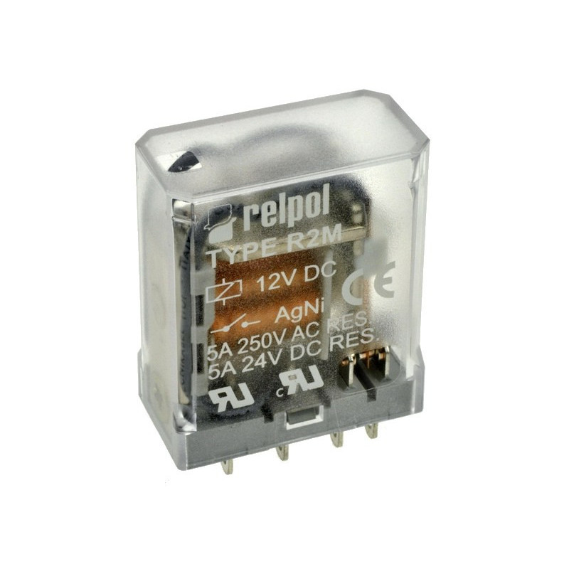 PRZEKAŹNIK R2M-2012-23-1012; 12V; DC; 2 styki przełączne; 5A; 250V AC; do gniazda; Relpol; RoHS