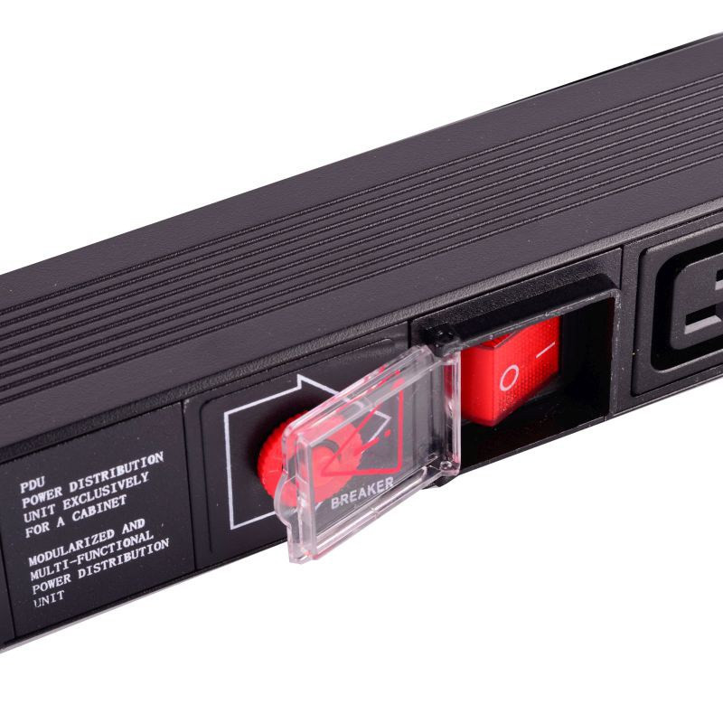 LISTWA ZASILAJĄCA 19" 1U 7 GN. IEC16A, WT. IEC16A + WYŁĄCZNIK I ZABEZPIECZENIE D-LAN