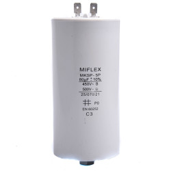 KONDENSATOR 80uF ROZRUCHOWY MIFLEX 140x60mm KONEKTORY
