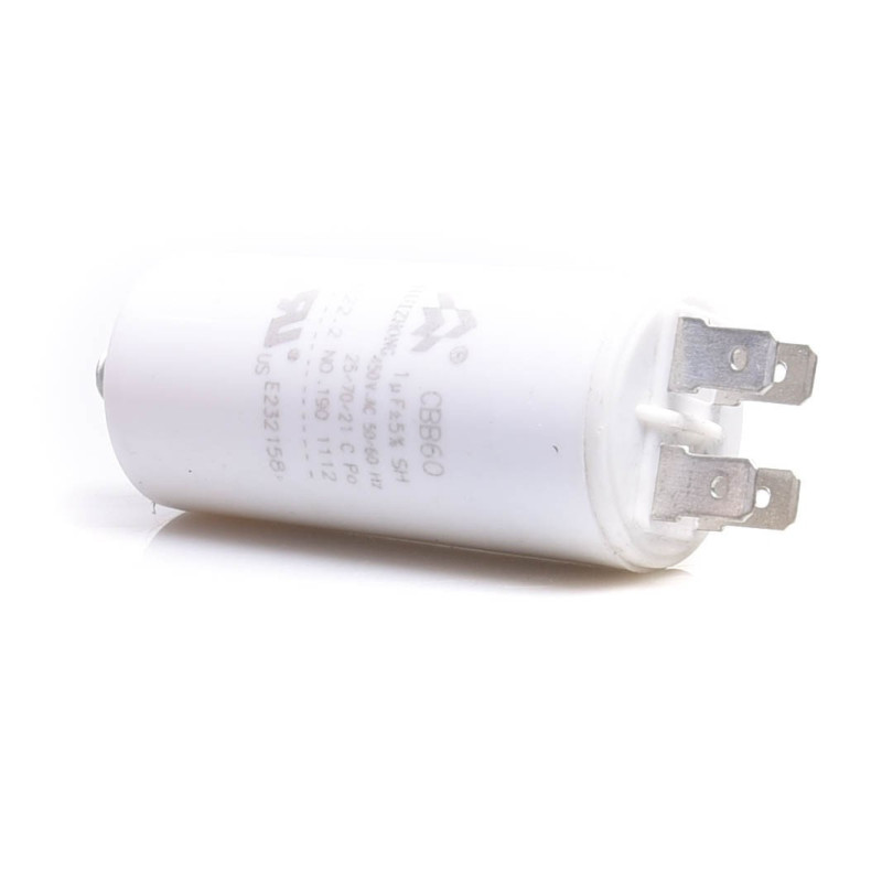 KONDENSATOR ROZRUCHOWY 1uF HUJZHONG CBB60 KONEKTORY 87x30mm