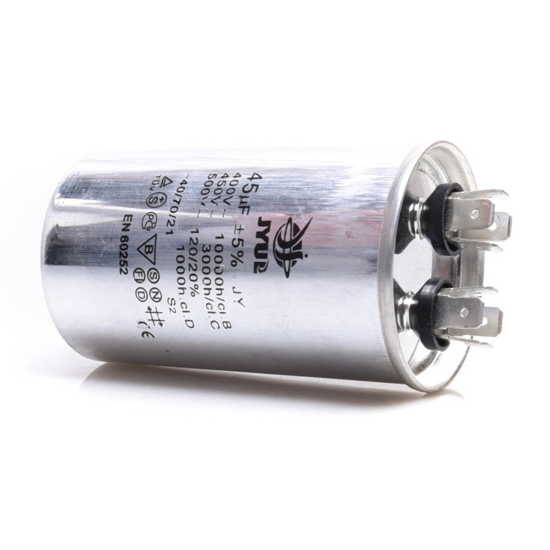 KONDENSATOR 45uF ROZRUCHOWY CBB65 50x85mm KONEKTORY SHENGE