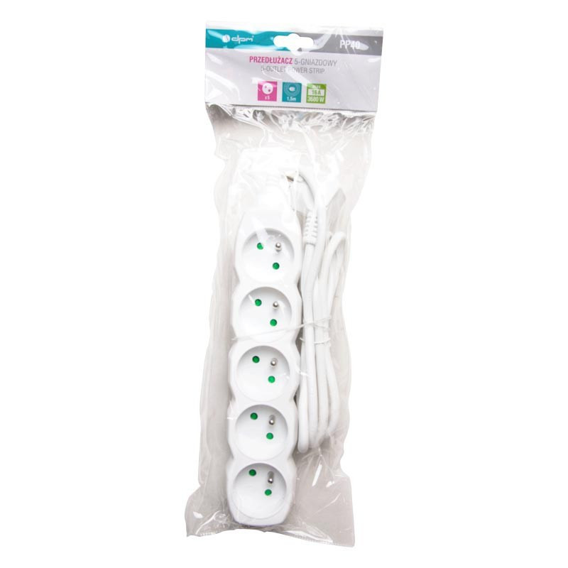 PRZEDŁUŻACZ SIECIOWY 1,5m 5GN Z UZ. PP40